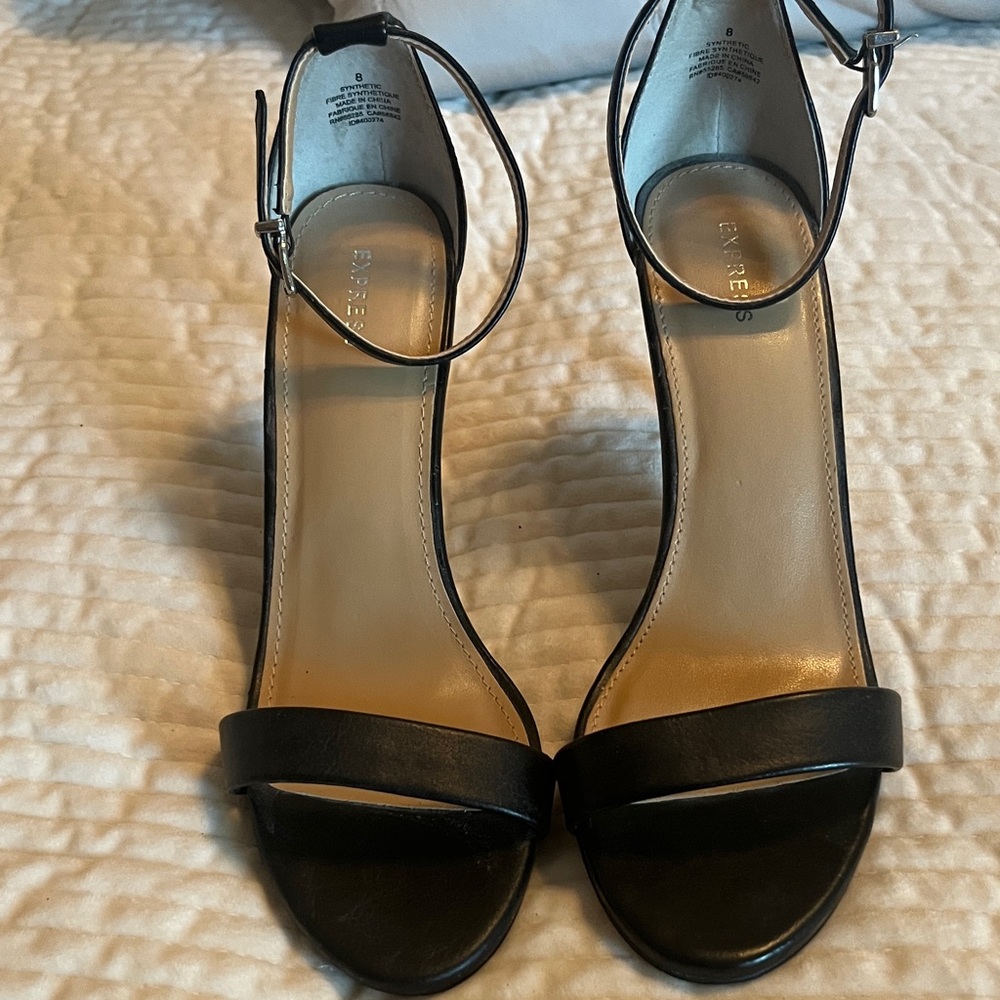 Express Black Ankle-Strap Block Heel Sandals